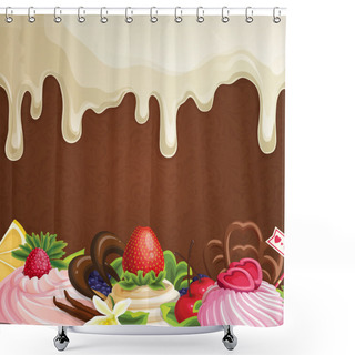 Personality  White Chocolate Sweets Background Shower Curtains