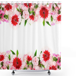 Personality  Carnation Flowers On White Background.  Shower Curtains