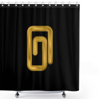 Personality  Attachment Paperclip Symbol Of Straight Lines With Rounded Angles Gold Plated Metalic Icon Or Logo Vector Shower Curtains