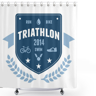 Personality  Triathlon Badge Emblem Design Shower Curtains