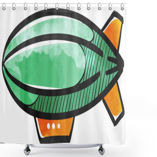Personality  Watercolor Style Icon Airship Balloon Shower Curtains