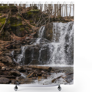 Personality  Mountain Creek Near Stones And Moss In Forest  Shower Curtains
