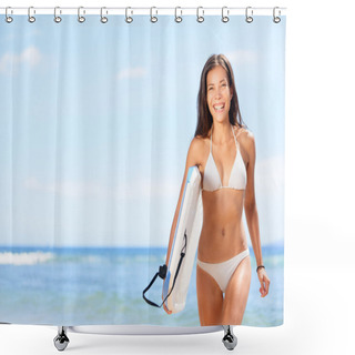 Personality  Woman Surfer Girl On Beach Shower Curtains