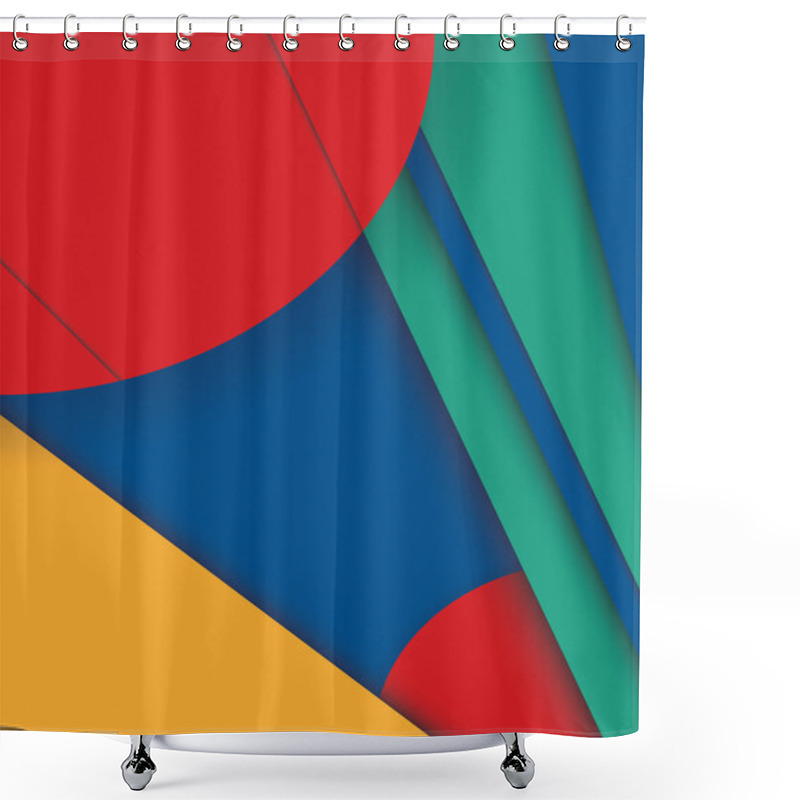 Personality  Material Design Style Abstract Vector Background. Geometric Shapes In Layers. Shower Curtains