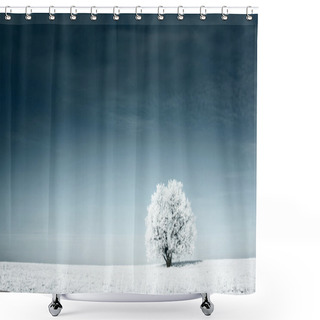 Personality  Frozen Tree Covered With Snow Shower Curtains