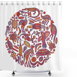 Personality  Animals Of Australia. Sketches In The Style Of Australian Aborigines Shower Curtains