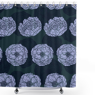 Personality  A Lovely Illustrations Of Peonies Flower As Seamless Surface Pattern Design. Shower Curtains