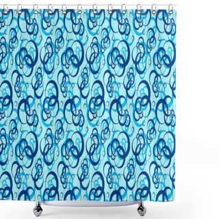 Personality  Blue Overlapping Circles Pattern Background Image Shower Curtains