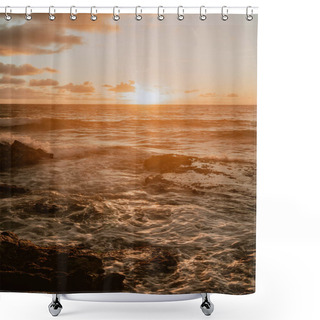 Personality  Sunrise In Hawaii On The Rocks Shower Curtains