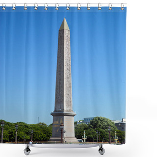 Personality  The Obelisk Of Luxor At The Place De La Concorde In Paris, France. Shower Curtains
