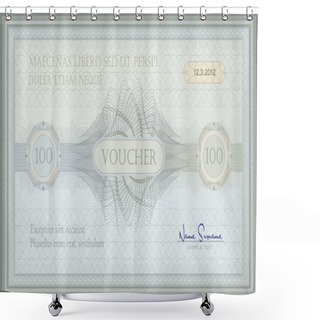 Personality  Vector Voucher Green Blue Guilloche Certificate Shower Curtains