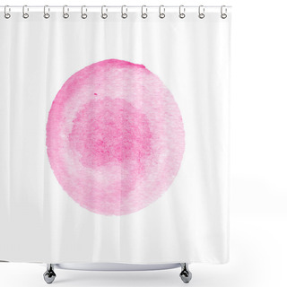 Personality  Pink Watercolor Circle Isolated On White. Abstract Round Background. Red Watercolour Stains Texture. Hand Drawn Purple Spot. Shower Curtains
