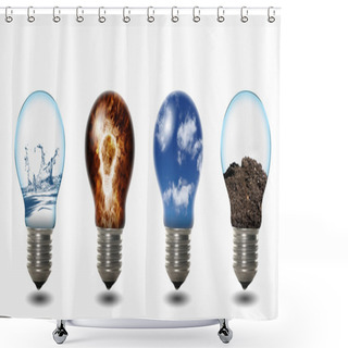 Personality  Light Bulb With Four Elements Shower Curtains