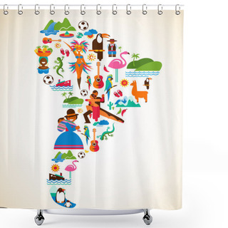 Personality  South America Love - Concept Illustration With Vector Icons Shower Curtains