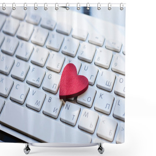 Personality  Small Heart On The Keyboard Shower Curtains