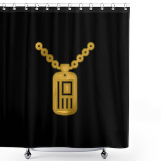 Personality  Army Dog Tag Gold Plated Metalic Icon Or Logo Vector Shower Curtains
