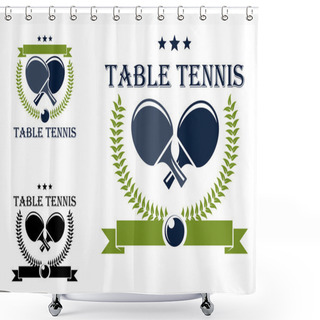 Personality  Table Tennis Emblems And Symbols Shower Curtains