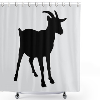 Personality  Goat Silhouette, Goat Isolated On White Background Shower Curtains