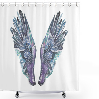 Personality  Watercolor Drawing Angel Wings. Set Of Clipart Bird Wing In Different Angles. Freedom Or Creativity Concept. Hand Drawn Element Of Pegasus, Bird, Angel, Parrot,  Fabulous Fictional Creature,  Fairies Shower Curtains