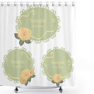 Personality  Vector Floral Lace Frames With Roses Shower Curtains