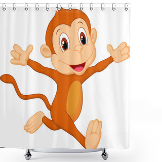 Personality  Happy Monkey Cartoon Running Shower Curtains