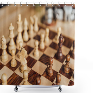 Personality  Old Wooden Chess Board  Shower Curtains