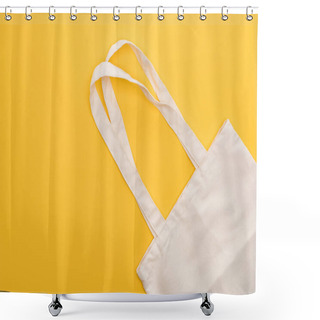 Personality  Top View Of Cotton White Eco Friendly Bag Isolated On Yellow Shower Curtains