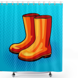 Personality  Rubber Boots Pop Art Style Vector Illustration Shower Curtains