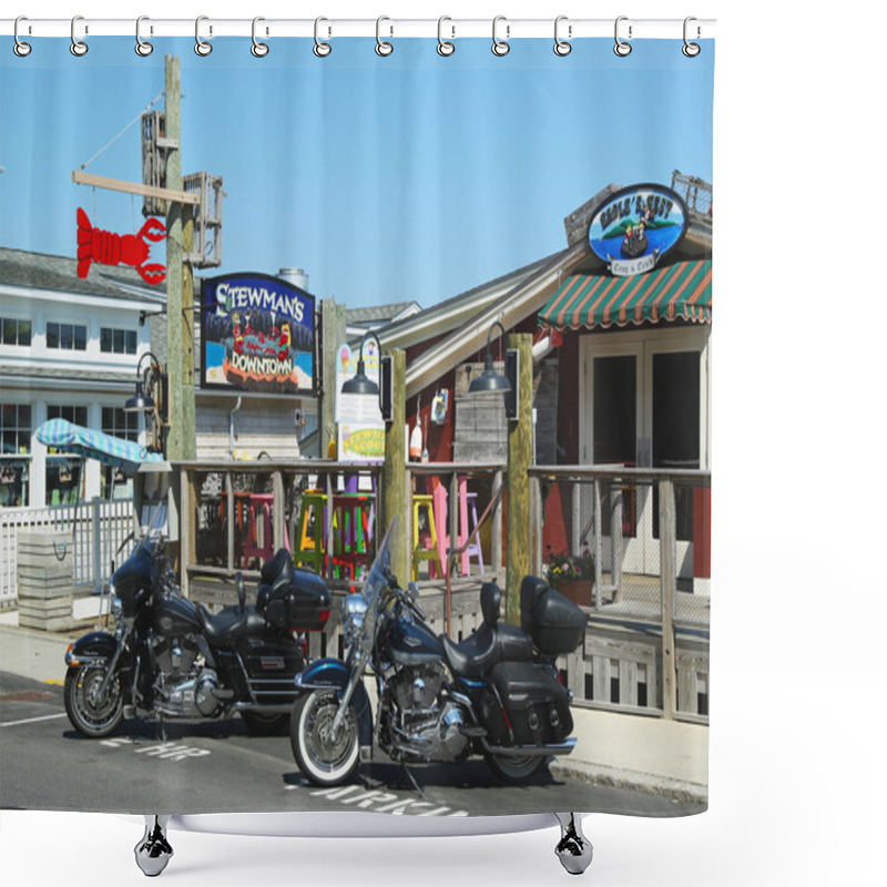Personality  Dockside Lobster Restaurants In Historic Bar Harbor, Maine Shower Curtains