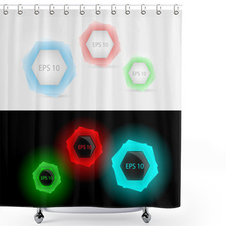 Personality  Vector Set Of Colored Glowing Buttons Shower Curtains