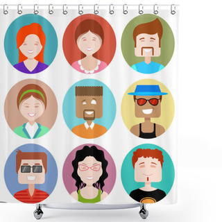 Personality  Flat Design People Icon Shower Curtains