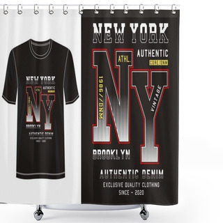 Personality  New York Typography Design For Print T Shirt Shower Curtains