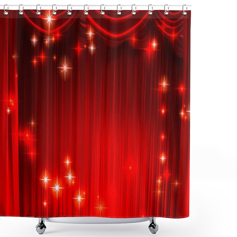 Personality  Theatre Curtain And Lighting On Stage. Illustration Of The Curtain Of The Theater. Shower Curtains