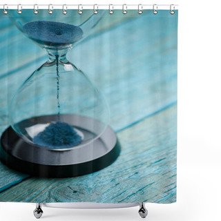 Personality  Photo Of Hourglass With Blue Sand Shower Curtains