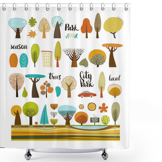 Personality  City Park Set With Lettering Shower Curtains