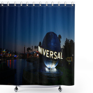 Personality  ORLANDO,USA - OCTOBER 2, 2014 : The Famous Universal Globe At Un Shower Curtains