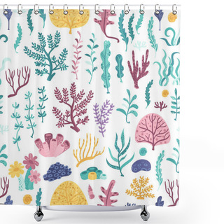 Personality  Seamless Pattern With Seaweeds And Corals Shower Curtains