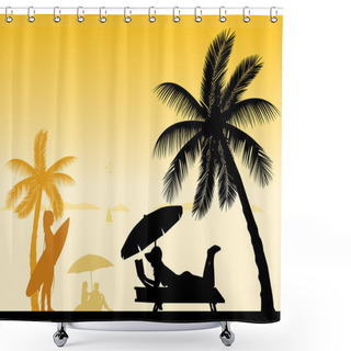 Personality  People On The Beach And Different Activities On Beach Shower Curtains