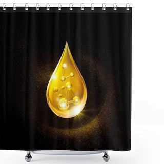 Personality  Cosmetic Oil Or Cosmetic Essence Liquid Drop On A White Background, 3d Rendering. Shower Curtains