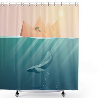 Personality  Summer Background With Underwater Seascape Scene And Sunbeams In The Ocean. Shower Curtains