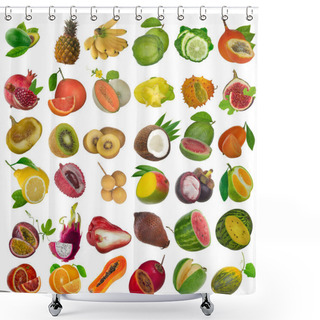 Personality  Closeup Shot Of Assorted Fruits Isolated On White  Shower Curtains