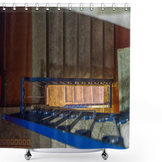 Personality  Europe, Italy, Cinque Terre,Riomaggiore, Narrow Staircase View Shower Curtains