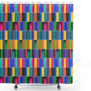 Personality  Colorful Square Abstract Header With White Lines. Colored Square With Shadows Banner. Pixel Mosaic Background. Vector Illustration Shower Curtains