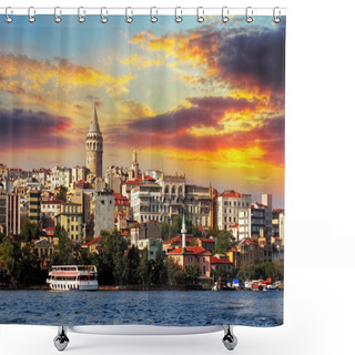 Personality  Istanbul At Sunset - Galata District, Turkey Shower Curtains