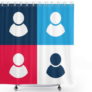 Personality  Black Male User Symbol Blue And Red Four Color Minimal Icon Set Shower Curtains