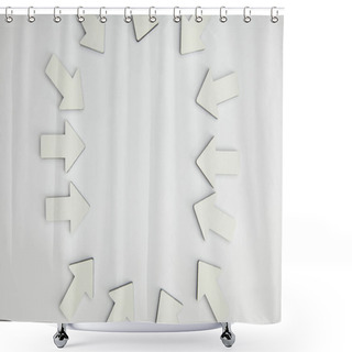 Personality  Top View Of Ellipse Made With White Pointers On Grey Background Shower Curtains