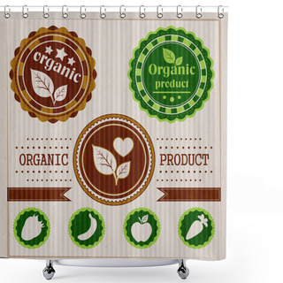 Personality  Collection Of Vintage Grunge Bio And Eco Labels Natural Products Shower Curtains