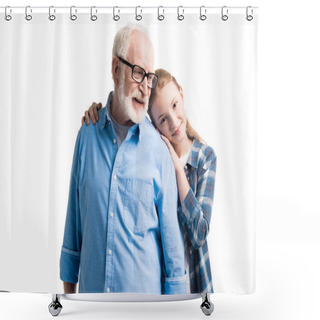 Personality  Grandfather And Granddaughter Hugging Shower Curtains