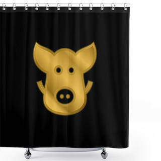 Personality  Boar Gold Plated Metalic Icon Or Logo Vector Shower Curtains