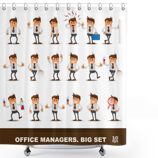 Personality  Set Of Happy Office Man Shower Curtains